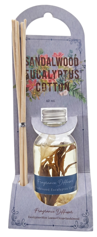 خوشبو کننده هوا 60 میلیلیتری برند فلورا Flora رایحه چوب صندل اکالیپتوس و پنبه Sandalwood Eucalyptus Cotton
