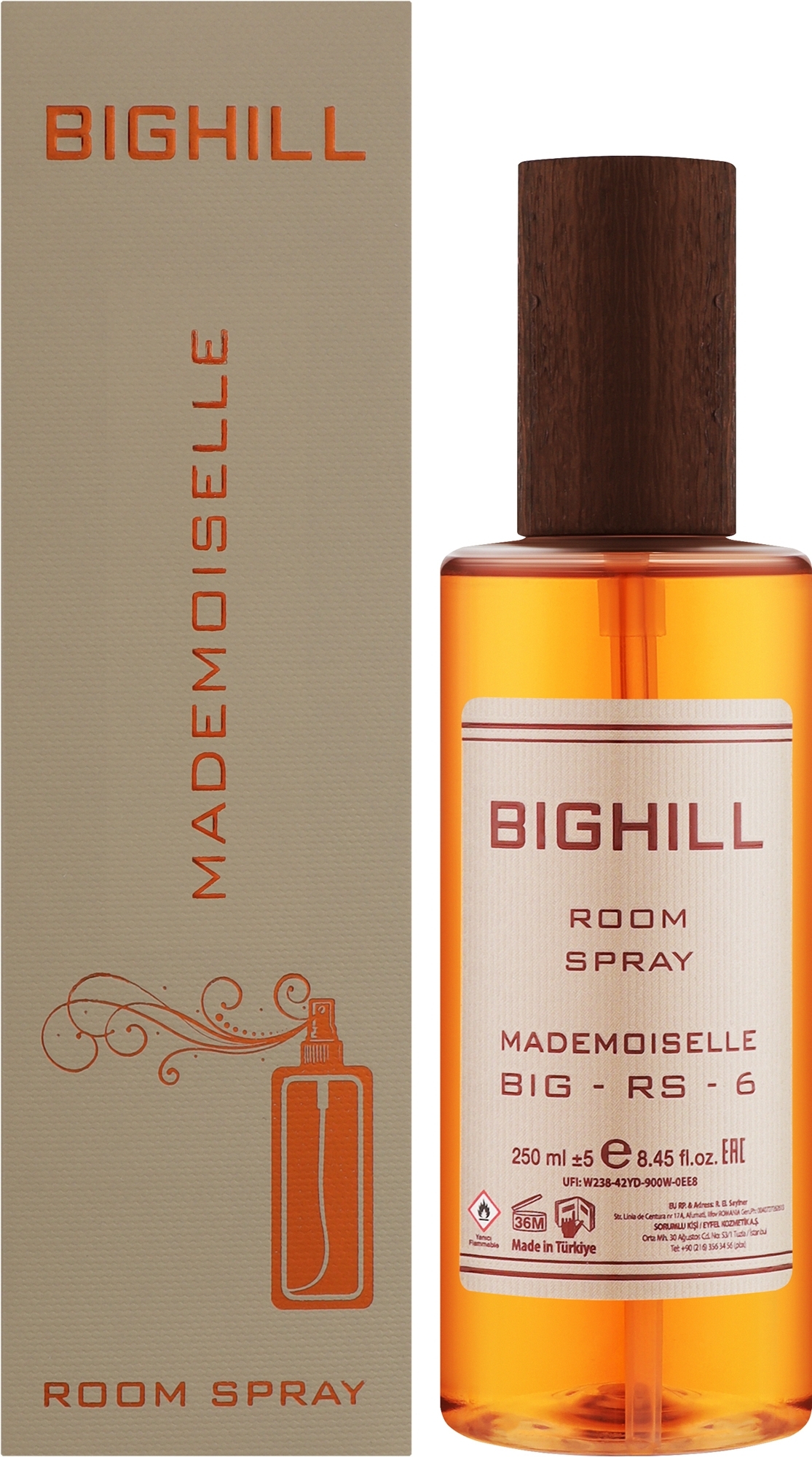 اسپری خوشبو کننده هوا بیگهیل BIGHILL کد big-rs-6 رایحه Mademoiselle