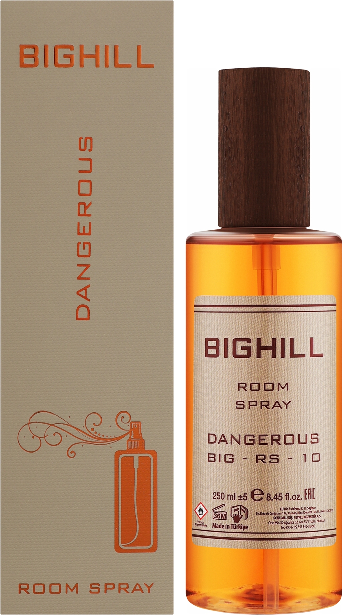 اسپری خوشبو کننده هوا بیگهیل BIGHILL کد big-rs-10 رایحه Dangerous