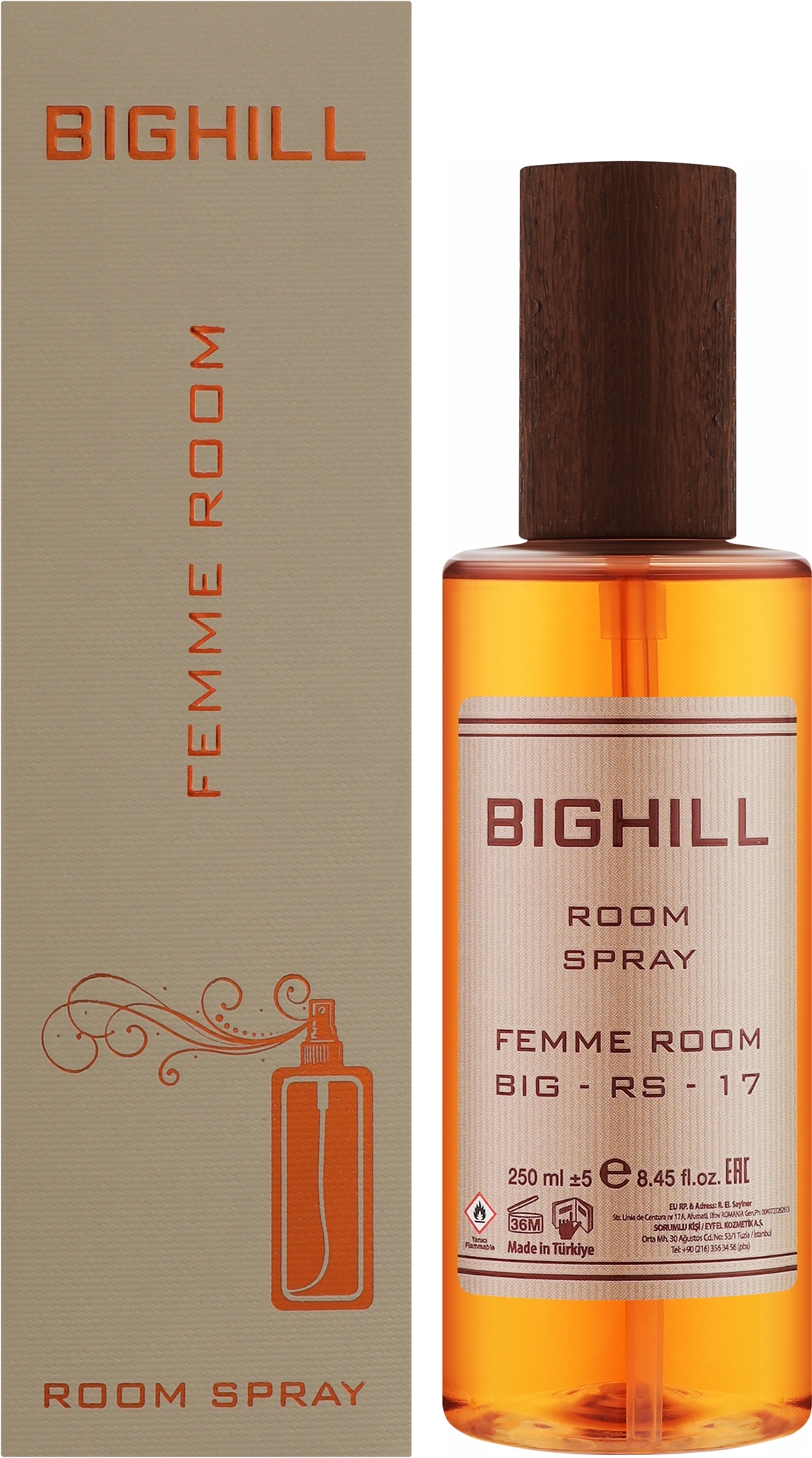 اسپری خوشبو کننده هوا بیگهیل BIGHILL کد big-rs-17  رایحه Femme Room