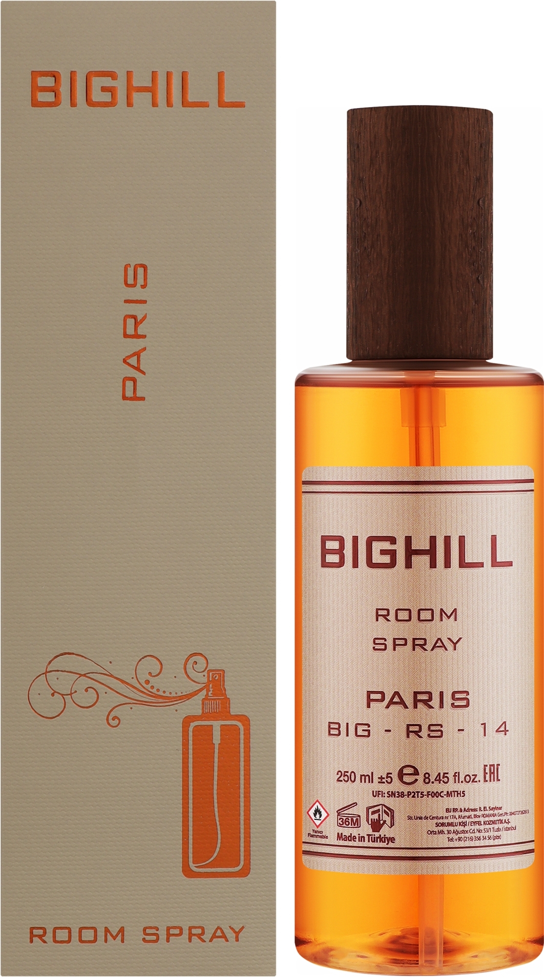 اسپری خوشبو کننده هوا بیگهیل BIGHILL کد big-rs-۱۴  رایحه Paris