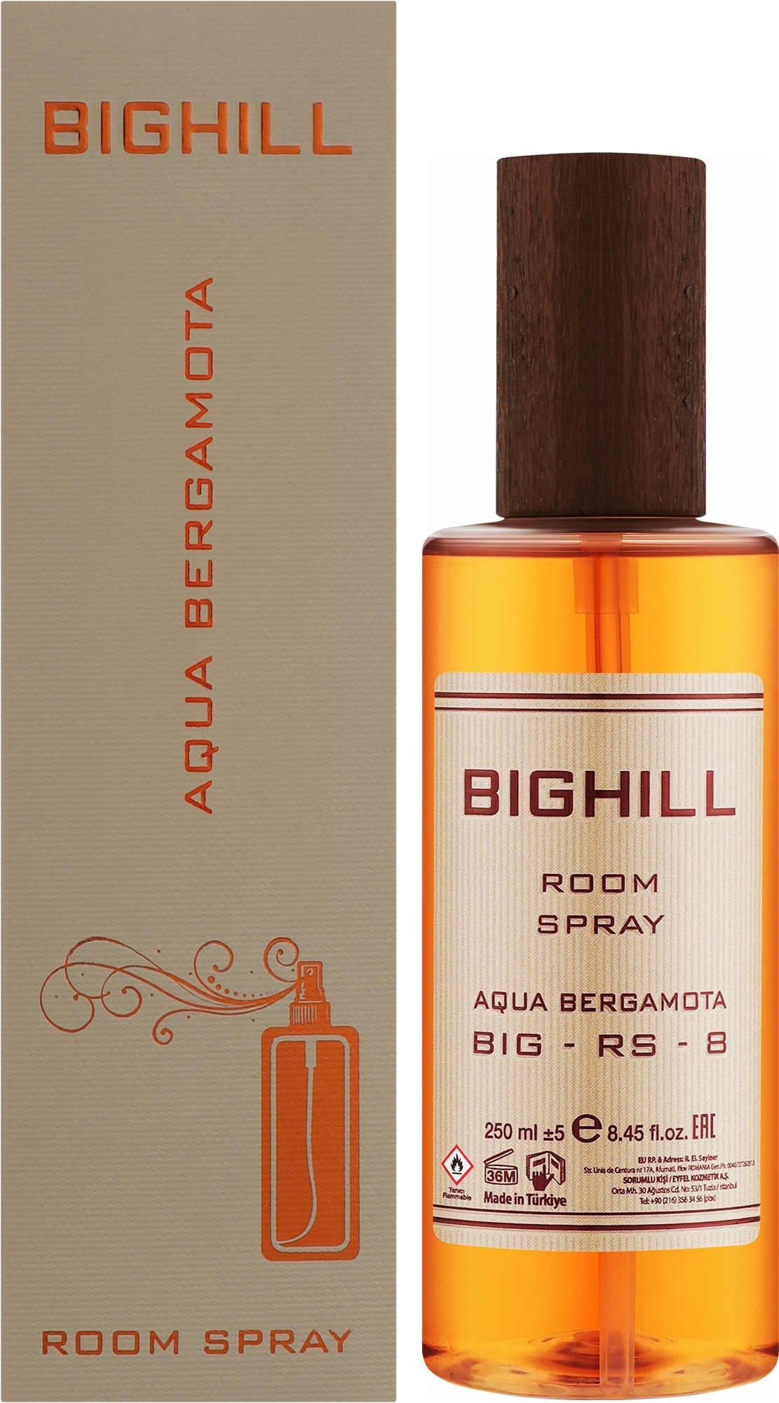 اسپری خوشبو کننده هوا بیگهیل BIGHILL کد big-rs-8  رایحه Aqua Bergamota