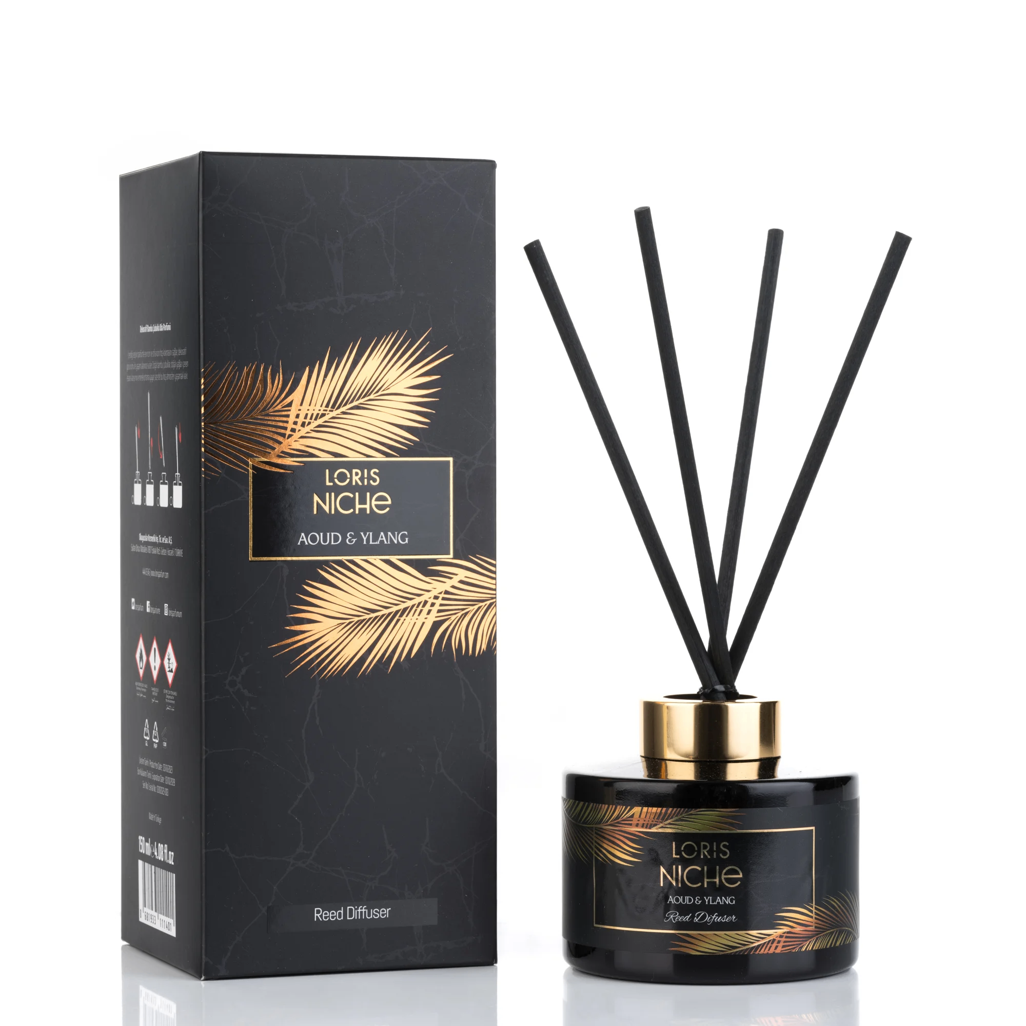 خوشبو کننده هوا لوریس Loris  سری نیش Niche  مدل 150 میل رایحه عود و یلانگ Aoud&Ylang