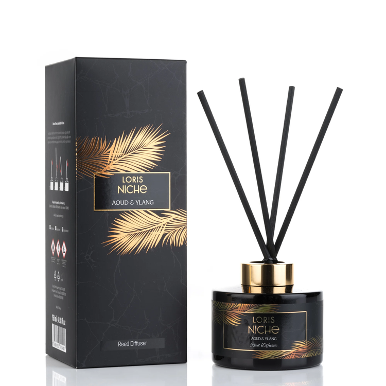 خوشبو کننده هوا لوریس Loris سری نیش Niche مدل 150 میل رایحه عود و یلانگ Aoud&Ylang